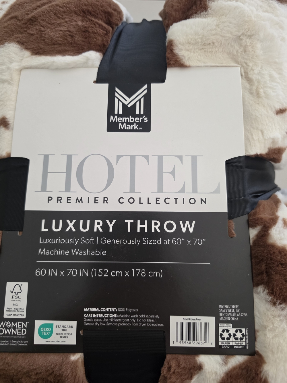 Member's Mark Hotel Premier Luxury Throw - Brown & Cream Cowhide - Picture 2 of 3